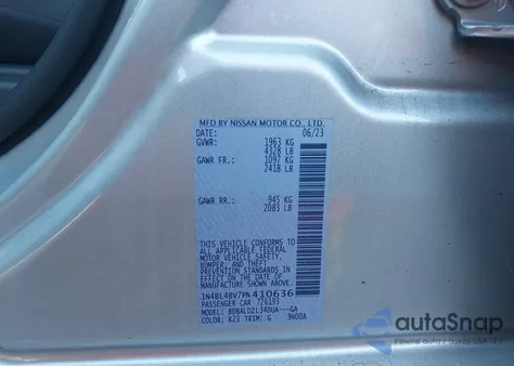 2023 Nissan Altima S Fwd z USA, uszkodzony, nr VIN 1N4BL4BV7PN410636